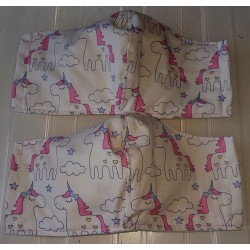 childs unicorns and clouds in pink