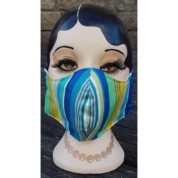 green , blue and lime green mask