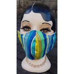 green , blue and lime green mask