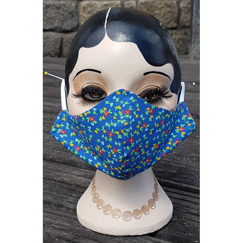 blue with flowers mask